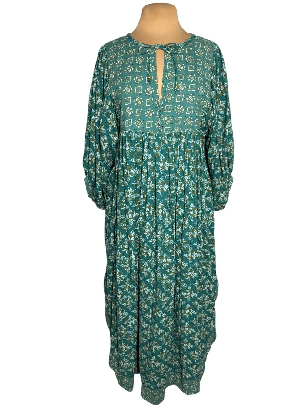 Free People Hazy Maisy Floral Maxi Dress Forest Combo Small Boho Prairie Cottage